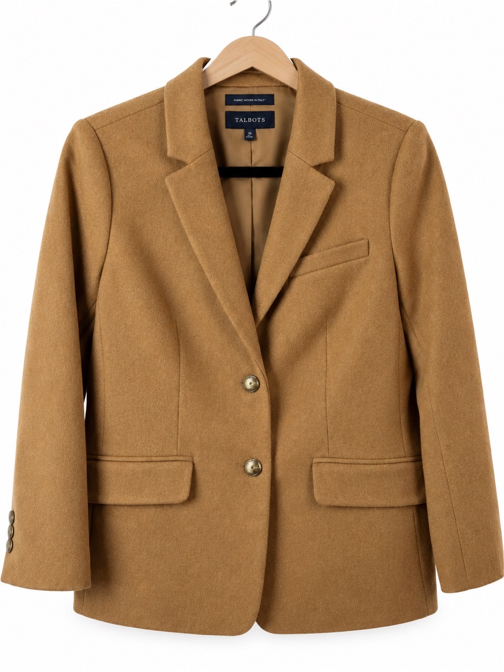 Talbots Camel Wool Blazer Size 10 Tailored Italian Fabric Equestrian Preppy Chic